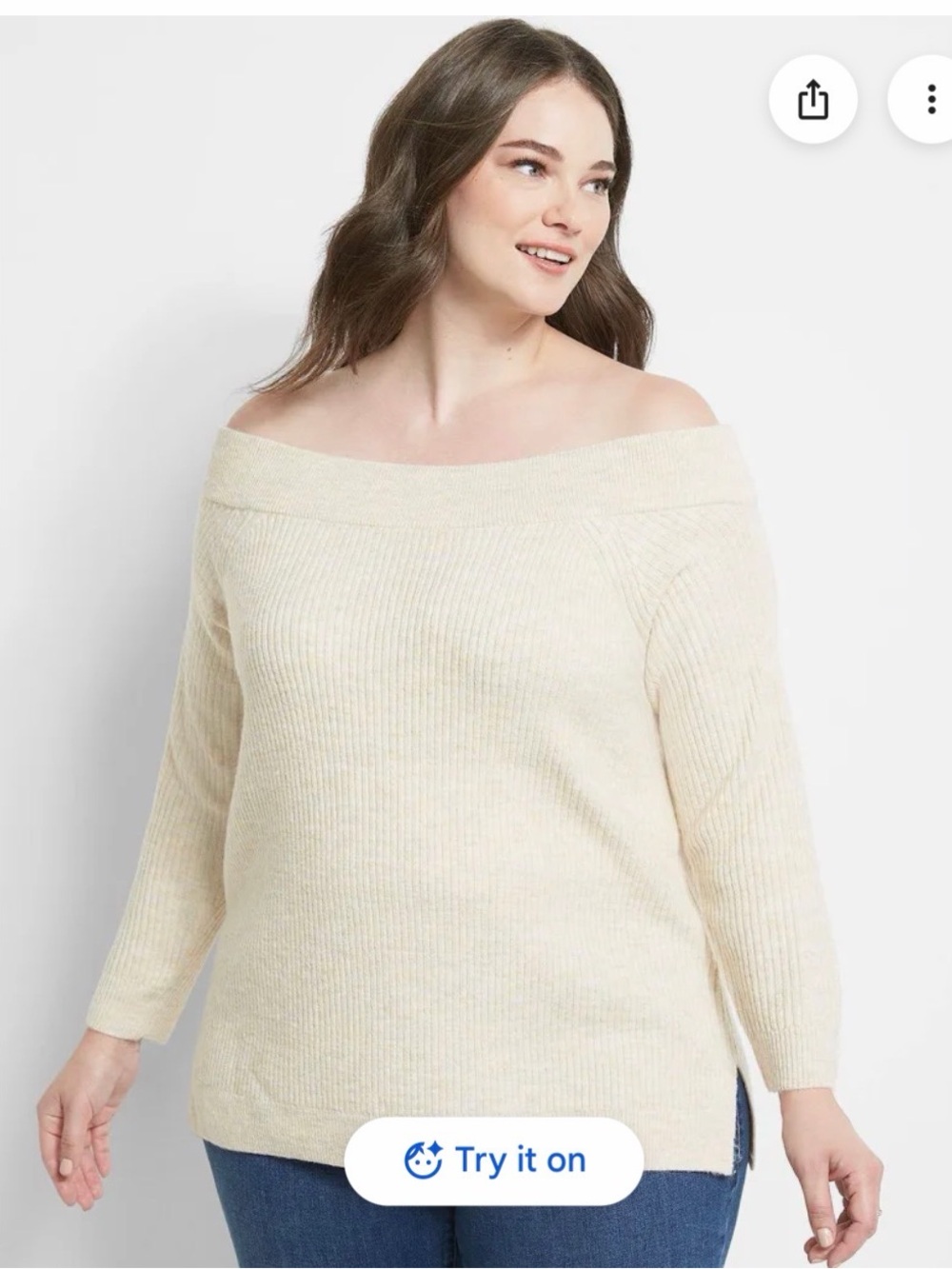 Off-Shoulder Lane Bryant Sweater - Cream